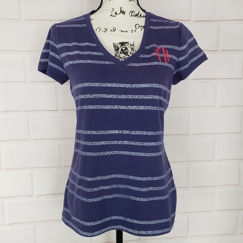 Tommy Hilfiger Blue Striped Cotton Blend T-Shirt